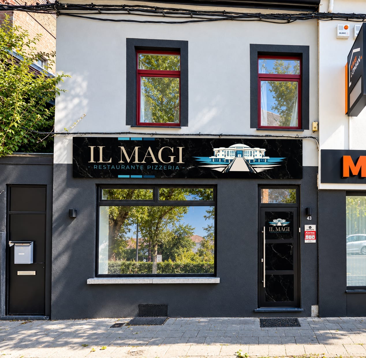 Façade du restaurant Il Magi, Place Albert 1er à Charleroi