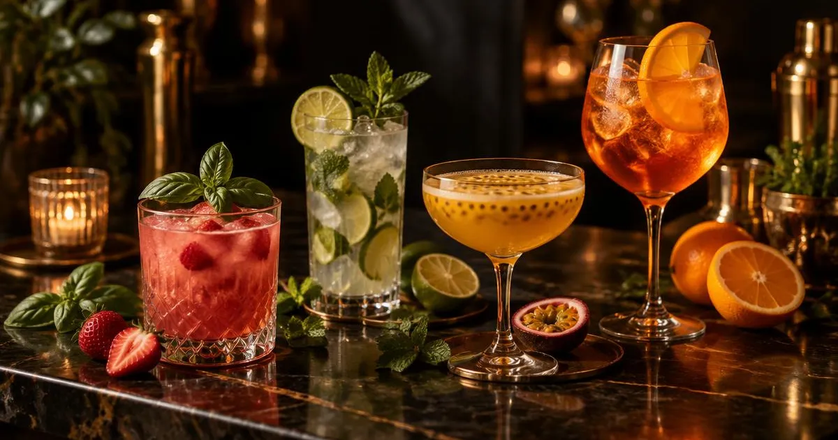 Cocktail analcolici a Charleroi: fragola e basilico, menta e lime, frutto della passione e aperitivo amaro all'arancia